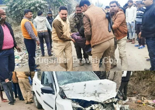 Fatehpur news:हाइवे पर खड़े ट्रक में जा घुसी कार, चार दोस्त थे सवार