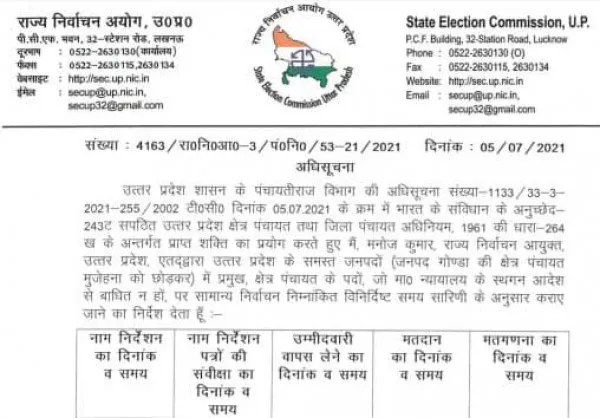 UP Block Pramukh Chunav Date 2021: ब्लाक प्रमुख के चुनाव की तारीखों का हुआ ऐलान पढ़ें पूरा कार्यक्रम