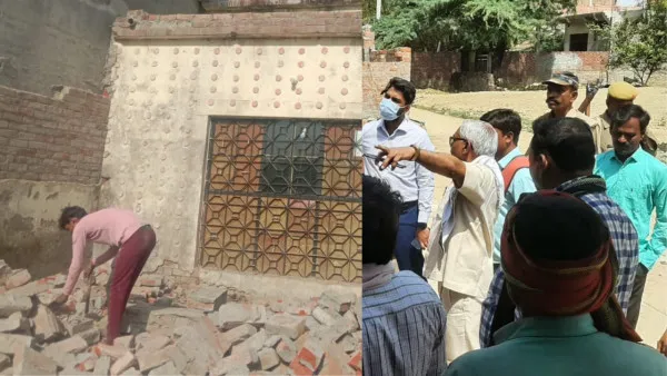 Fatehpur News:फतेहपुर में ग्राम पंचायत की भूमि औऱ भवन पर वर्षों से काबिज़ अवैध कब्ज़े को प्रशासन ने ढहाया