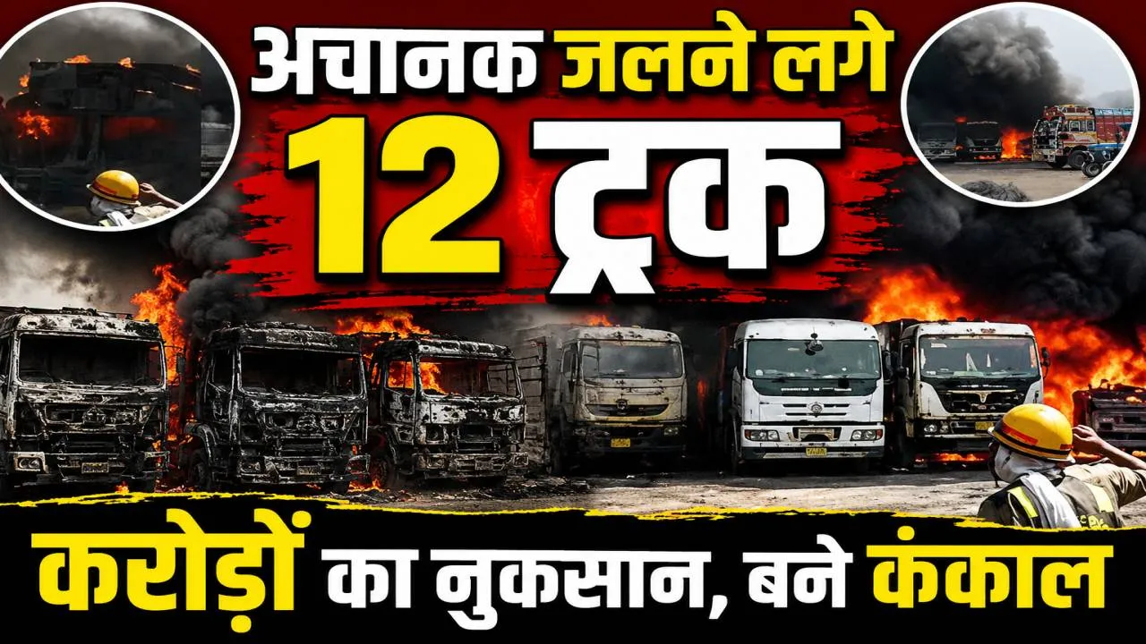 Fatehpur News: फतेहपुर में धू-धू कर जले 12 ट्रक, हाईवे किनारे मची अफरा-तफरी, करोड़ों का नुकसान