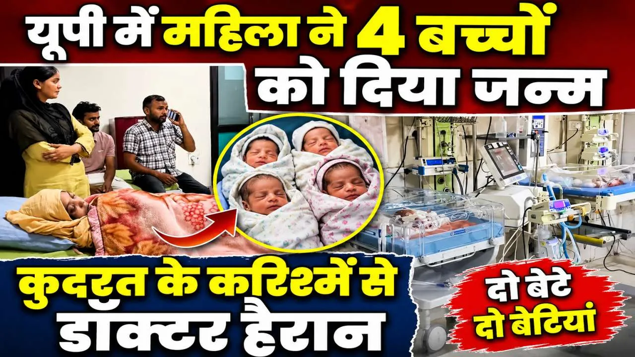 यूपी में कुदरत का करिश्मा: महिला ने 4 बच्चों को दिया जन्म, दो बेटे और दो बेटियां, डॉक्टर भी हैरान