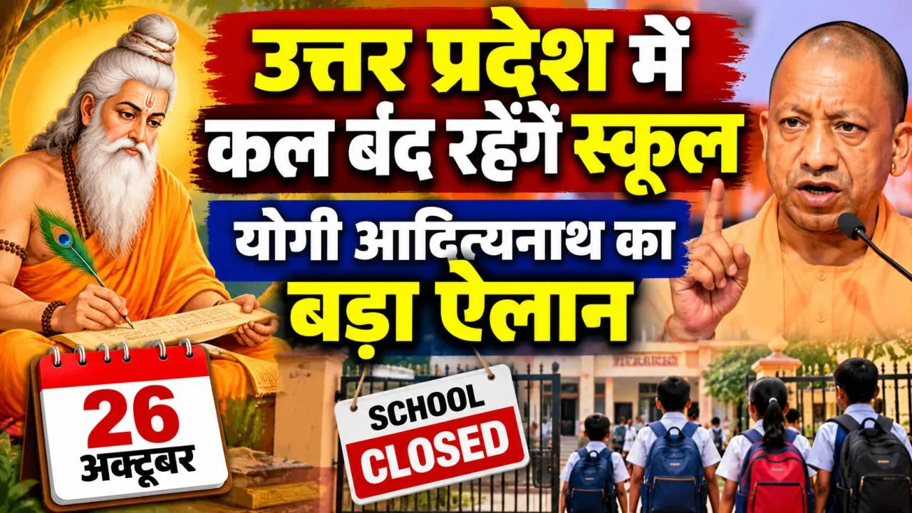 UP School Holiday: यूपी में 26 अक्टूबर को स्कूलों की छुट्टी, इस वजह से योगी सरकार ने किया बड़ा ऐलान